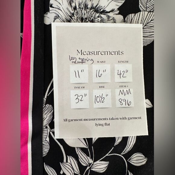 INC International Concepts Floral Black White Pink Stripe Wide-Leg Pants Size M - Picture 8 of 8